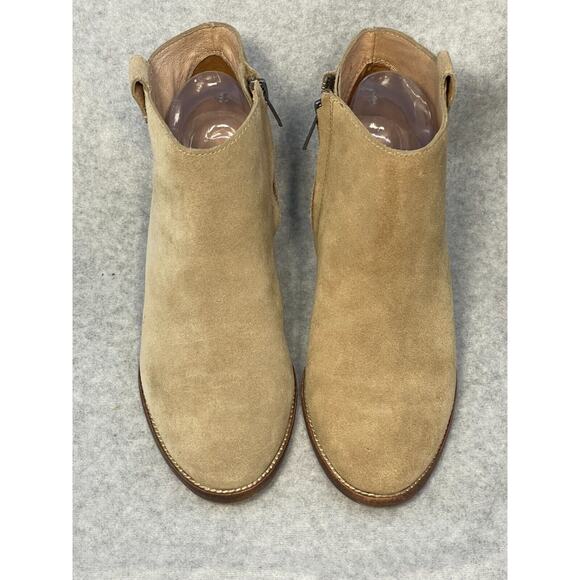 Madewell Billie Boot Ankle Zip Up Sz 8.5 Tan Suede Chunky Heel - Picture 2 of 8